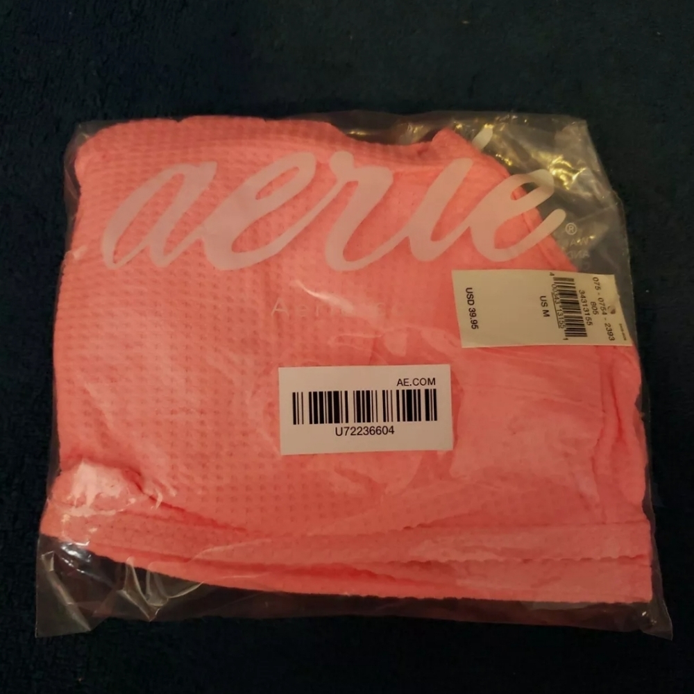 Aerie Waffle Scalloped Bandeau Bikini Top Women's Size Small - Picture 4 of 5